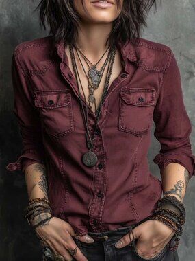 NWT Futario Long Sleeve Denim Top Size L